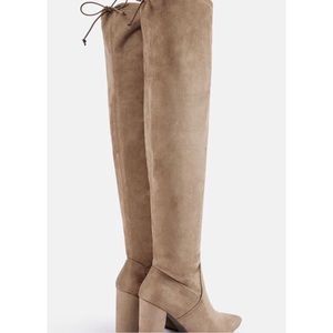 JustFab Over The Knee Tan Boots 👢